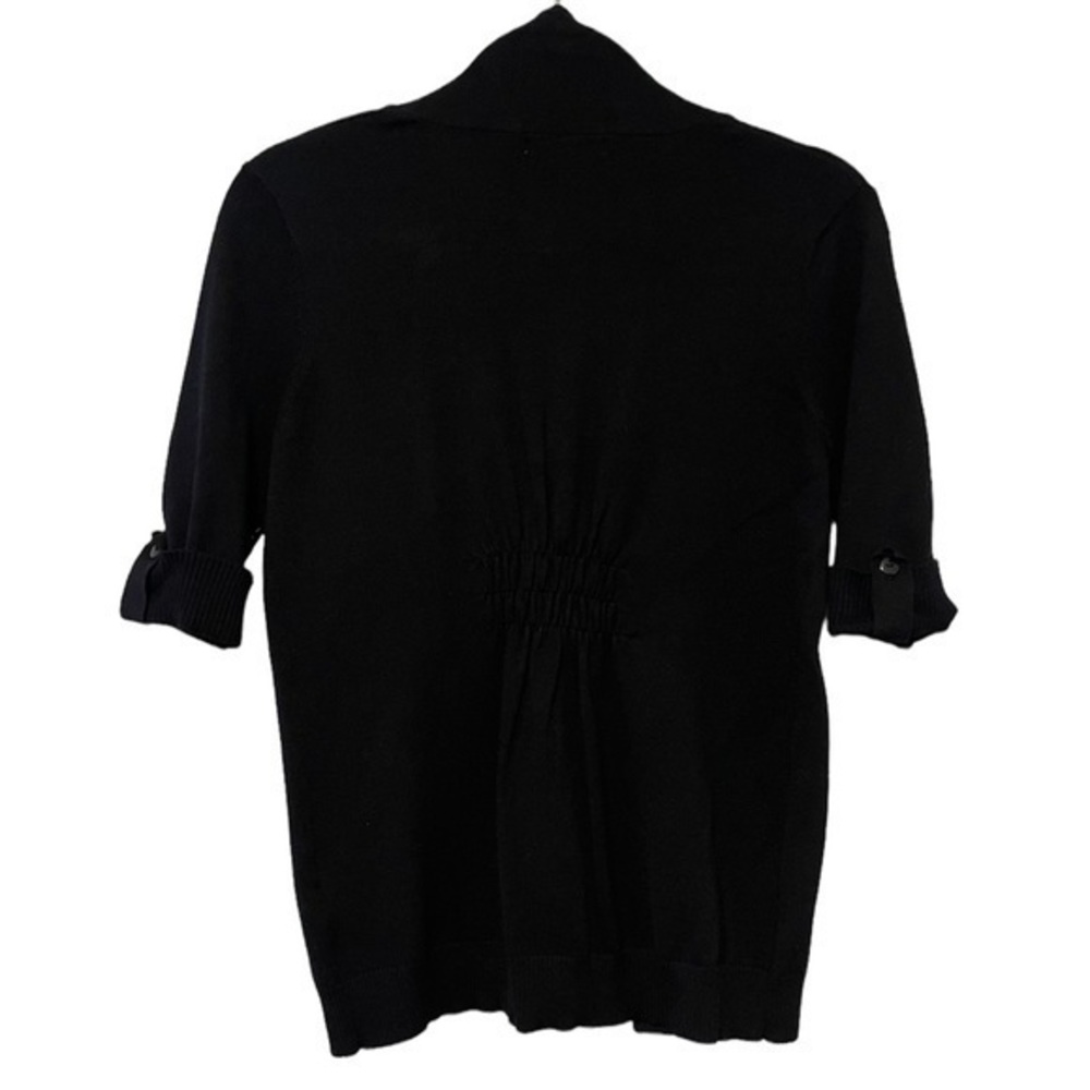 SP Dress Barn Half Short Sleeve Black Cardigan with Gathered Cinched Back - Picture 4 of 5